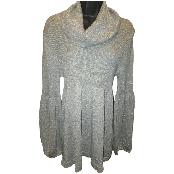 Motherhood Maternity Silver Cowl Neck Sweater with Elegant Draping - Picture 1 of 8